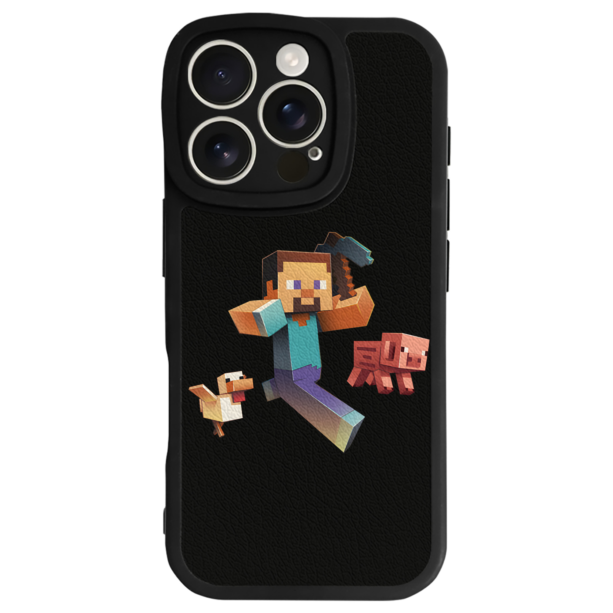 （画像用） マインクラフト ブロックの世界 Minecraft MC Block world 【iPhone 16シリーズ対応】シリコンスマホケース（レザー調） 材質：シリコン